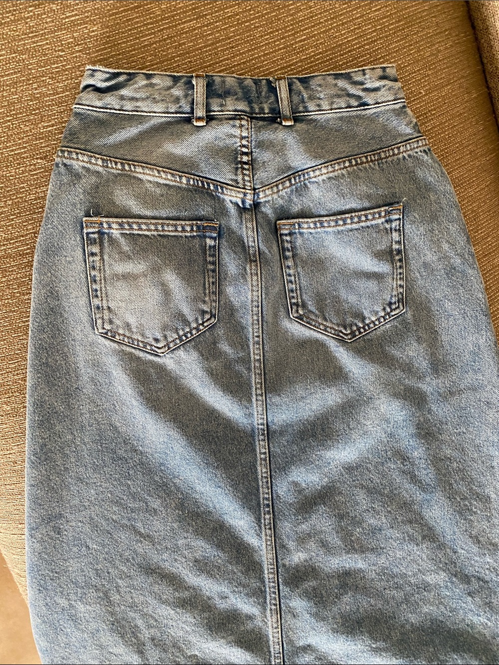 🌼 Pilcro Anthropologie High-Waist Blue Denim Maxi Skirt with Front Slit size 2 - Picture 11 of 13